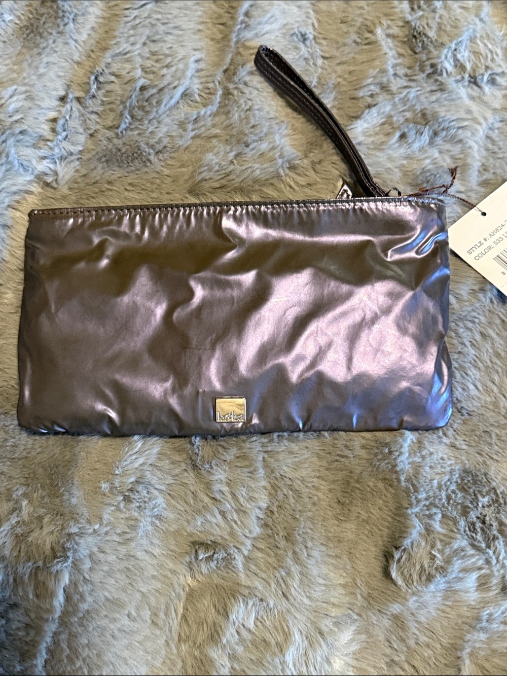 NWT Vintage KOOBA Leather Wristlet Pouch Metallic Lilac Purple Y2K AH824-26 - Picture 3 of 6